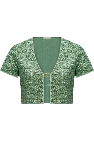 Oseree Sequined cropped cardigan