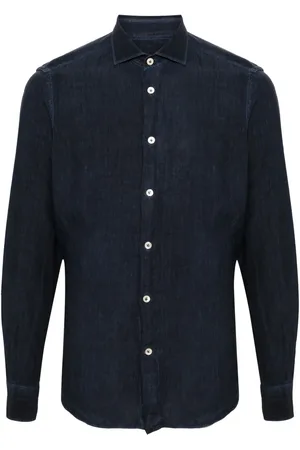 ELEVENTY Mélange poplin linen shirt