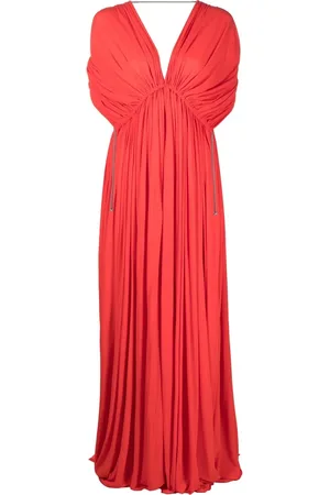Lanvin V-neck pleated gown