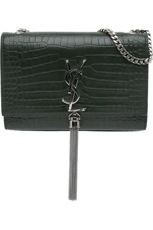 Saint Laurent 2018 Medium Croc Embossed Leather Kate Tassel crossbody bag