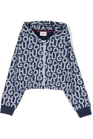 HUGO BOSS Logo-printed zip-up hoodie