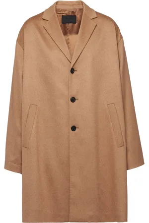 Prada Triangle-logo camel-hair coat