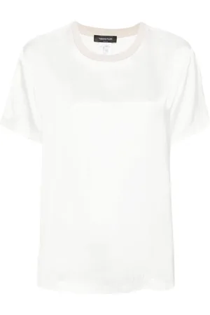 Fabiana Filippi Contrasting-neck satin blouse