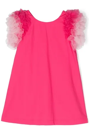 MONNALISA Cotton tulle-sleeve dress