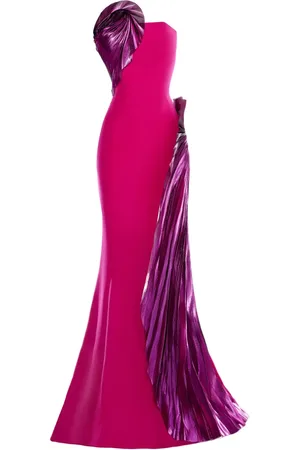 Gaby Charbachy Fan-detail strapless gown