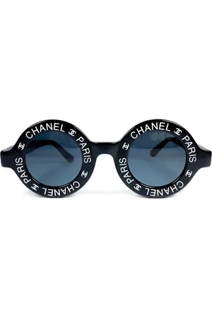 CHANEL 1993 logo-print round-fame sunglasses