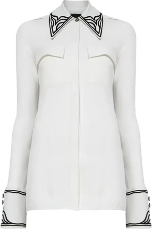 Proenza Schouler Cloqué-effect pointed-collar shirt