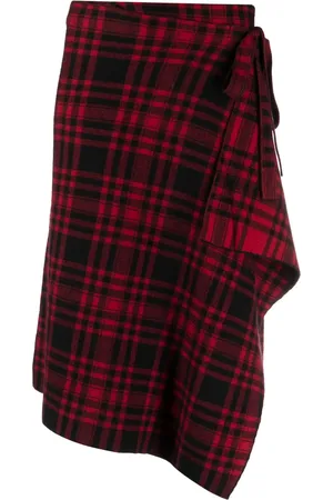 Ralph Lauren Plaid-check wool wrap skirt