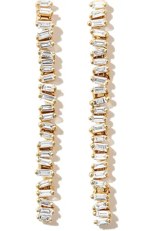 Suzanne Kalan 18kt yellow Savannah Midi diamond drop earrings