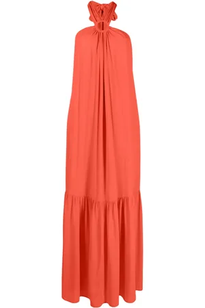 ERIKA CAVALLINI Pleat-detail halterneck long dress