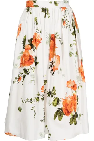 Erdem Floral-print poplin skirt