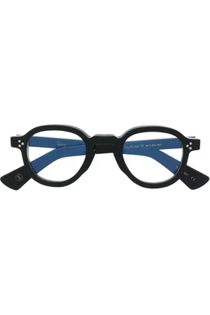 LESCA Logo-print round-frame glasses