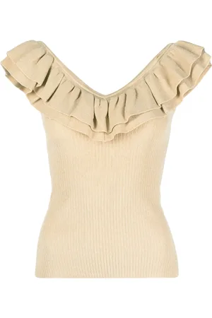 ZIMMERMANN Ruffled sleeveless knit top