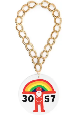 WALTER VAN BEIRENDONCK Oversized logo-plaque chain necklace