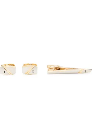 Saint Laurent 1980s Cassandre-logo cufflinks and tie clip set