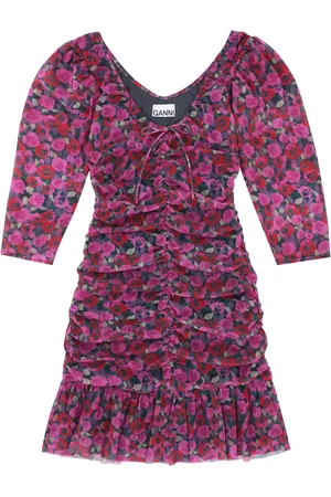 Ganni Ruched mesh minidress
