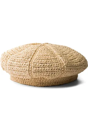 Prada Logo-appliqué raffia beret