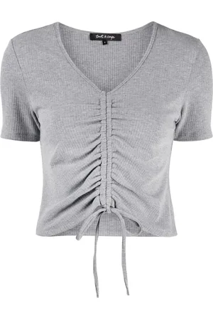 tout a coup Ribbed-knit drawstring cropped top