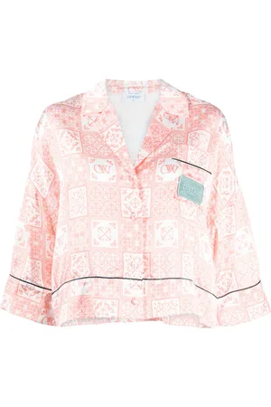 OFF-WHITE Graphic-print satin shirt