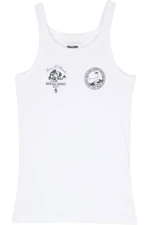 MAGLIANO Logo-print ribbed top