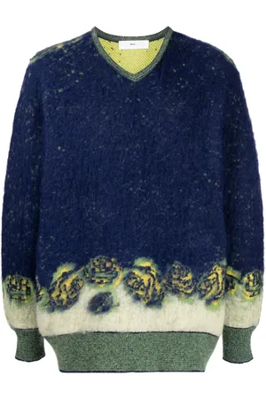 TOGA PULLA V-neck patterned intarsia-knit sweater