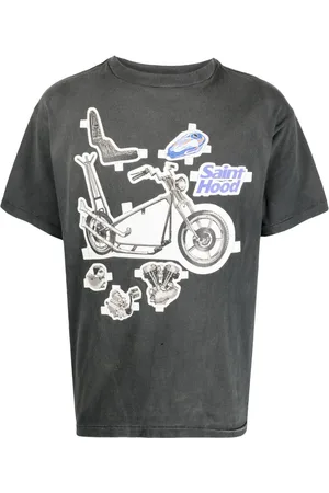 SAINT MXXXXXX Graphic-print distressed cotton T-shirt