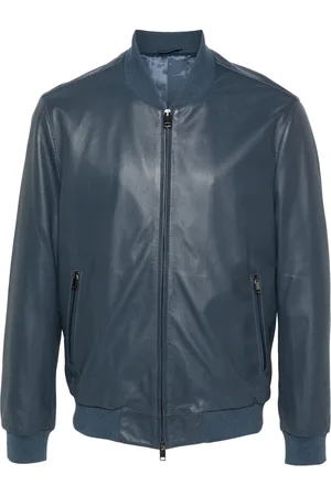 BRIONI Perforated leather bomber jacket
