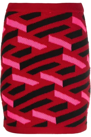 VERSACE Geometric intarsia knitted skirt