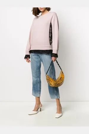 VALENTINO GARAVANI Lace-trimmed crew neck jumper