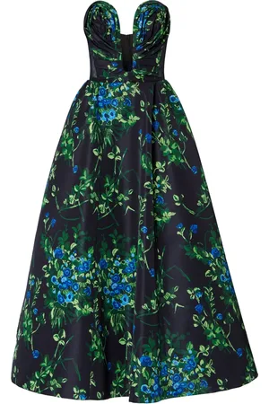Carolina Herrera Floral-print draped gown dress