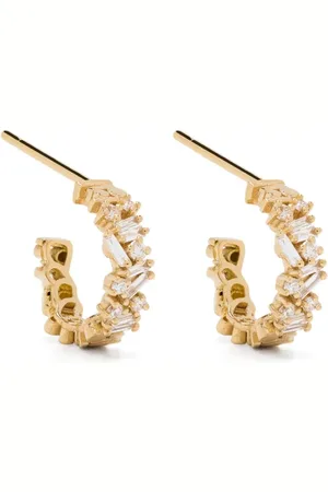 Suzanne Kalan 18kt yellow diamond small hoop earrings