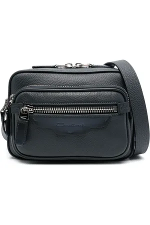 santoni Tumbled leather shoulder bag