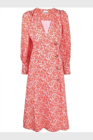 Ganni Floral crepe midi dress