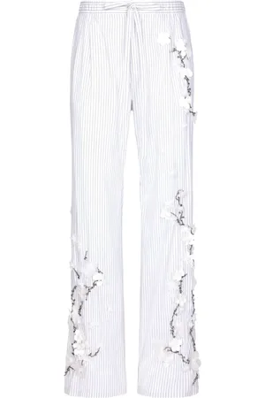 Dolce & Gabbana Floral-appliqué cotton trousers