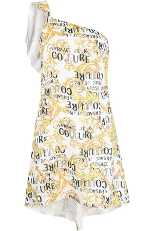 VERSACE Logo-print one-shoulder dress