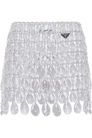 Prada Crystal-embellished fringed miniskirt