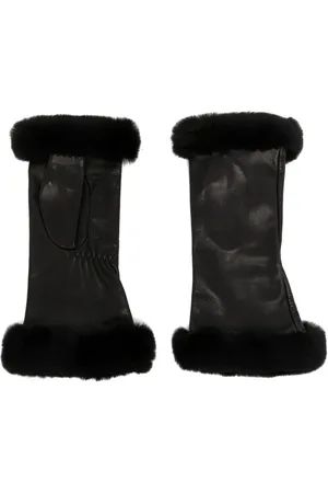 Hermès Trimmed fingerless leather gloves
