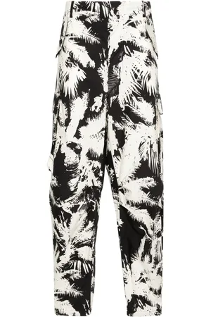 LANEUS Printed multi-pockets cotton trousers