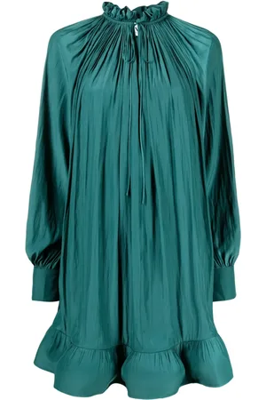Lanvin Ruffled charmeuse flared dress