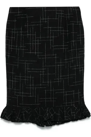 John Galliano 2000s abstract-pattern midi skirt