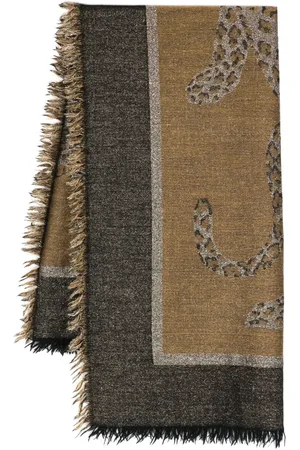 Saint Laurent 1980s animal-jacquard scarf