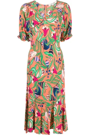 Diane von Furstenberg Floral-print fluted midi dress