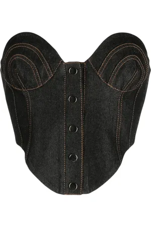 ALEKSANDRE AKHALKATSISHVILI Contrast-stitching denim corset