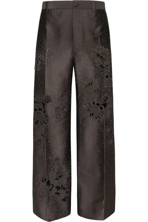 Dolce & Gabbana Rhinestone-embellished silk trousers