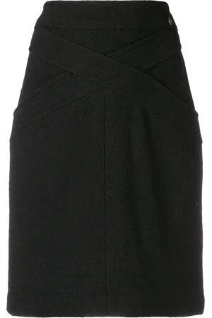 CHANEL Crisscross detail fitted skirt
