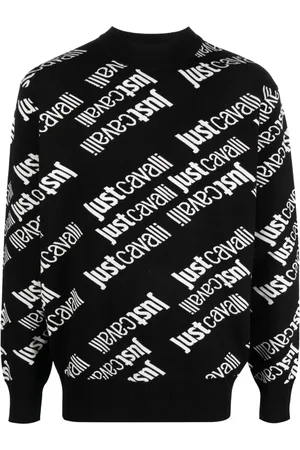 Roberto Cavalli Intarsia knit-logo jumper