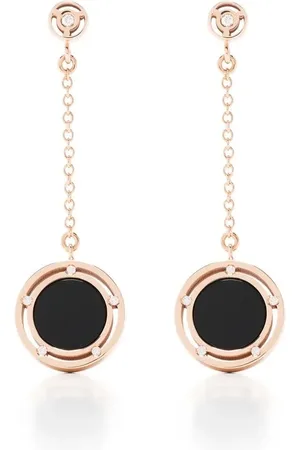 Damiani 18kt rose D. Side onyx drop earrings