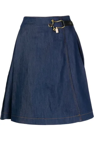 Balenciaga Toggle-fastened flared denim skirt