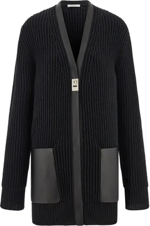 Salvatore Ferragamo Leather-trimmed cardigan