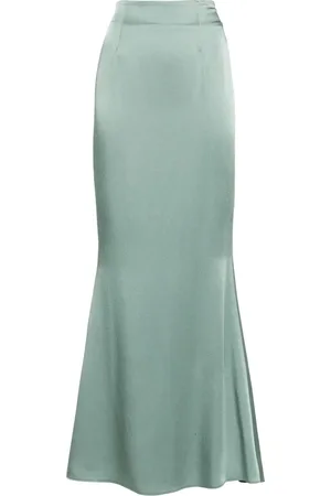 Styland Satin godet maxi skirt